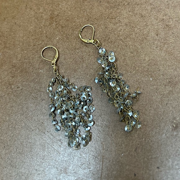 Gold Tone Drop Earrings with Silver Sparkle Detail - Picture 3 of 3